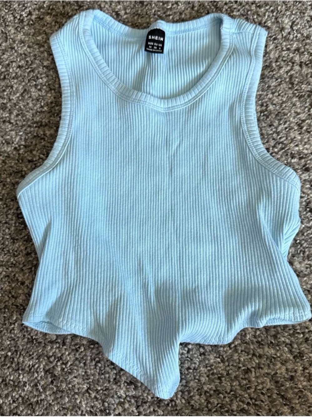 SHEIN Light Pastel Blue Ribbed Scoop Tank